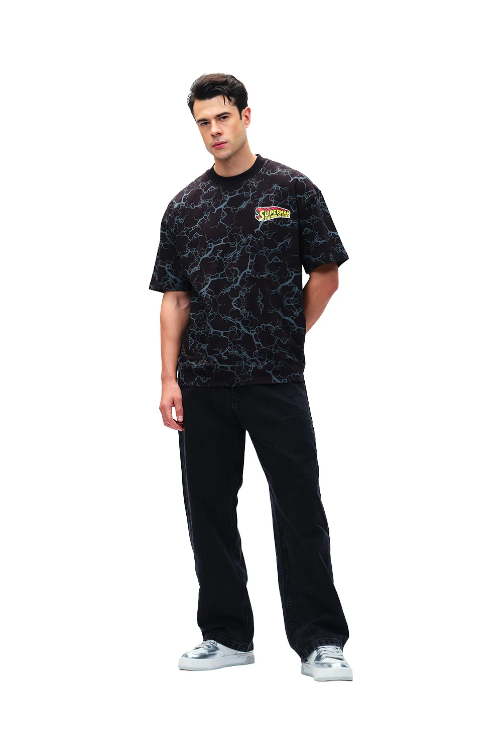 Action Out Of Comics Black Oversized T-shirt - Image 3