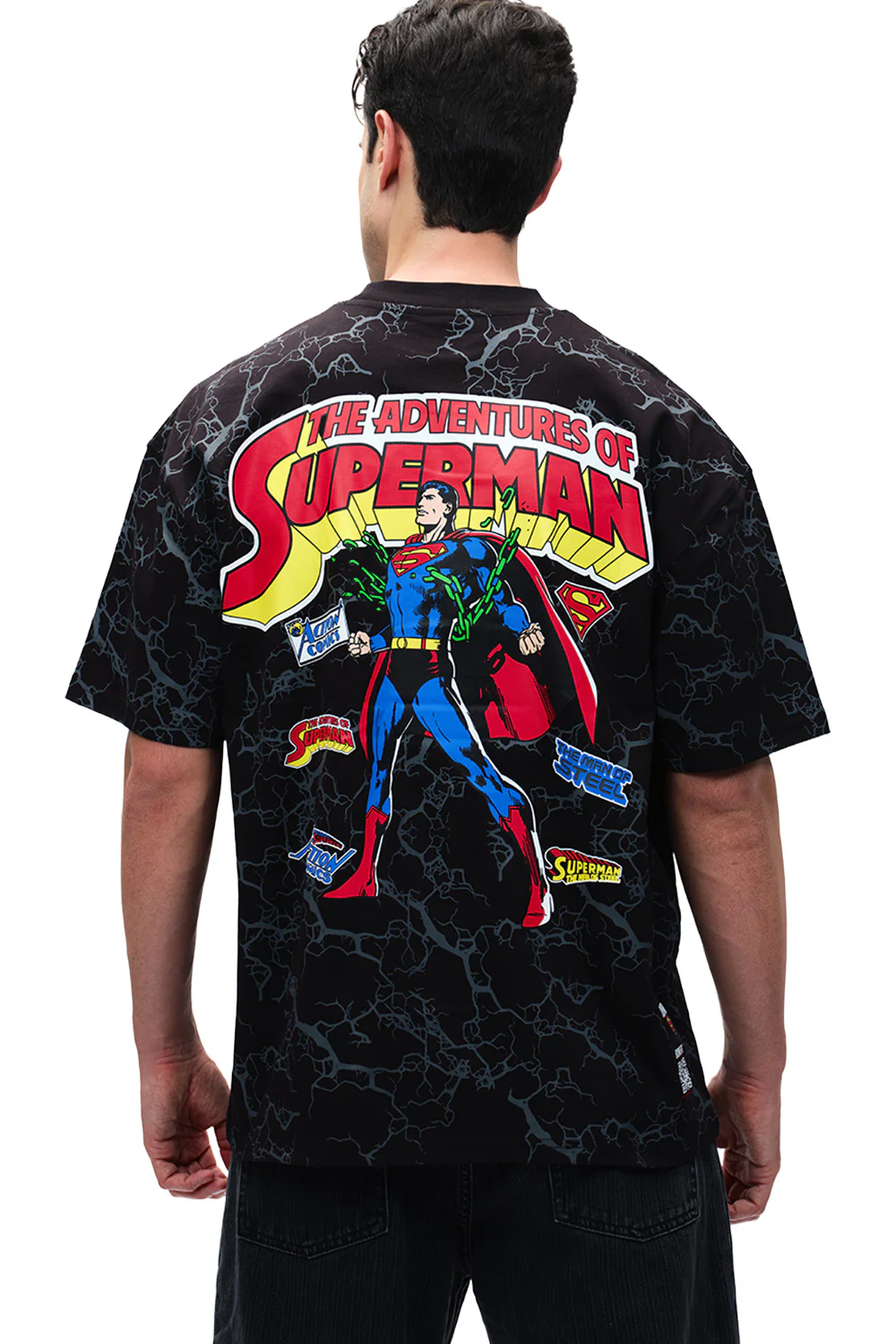Action Out Of Comics Black Oversized T-shirt - Image 7