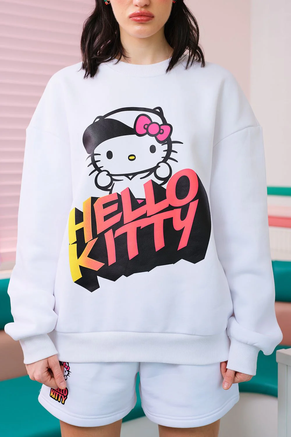 All White Hello Kitty Oversized Sweatshirt - Image 4