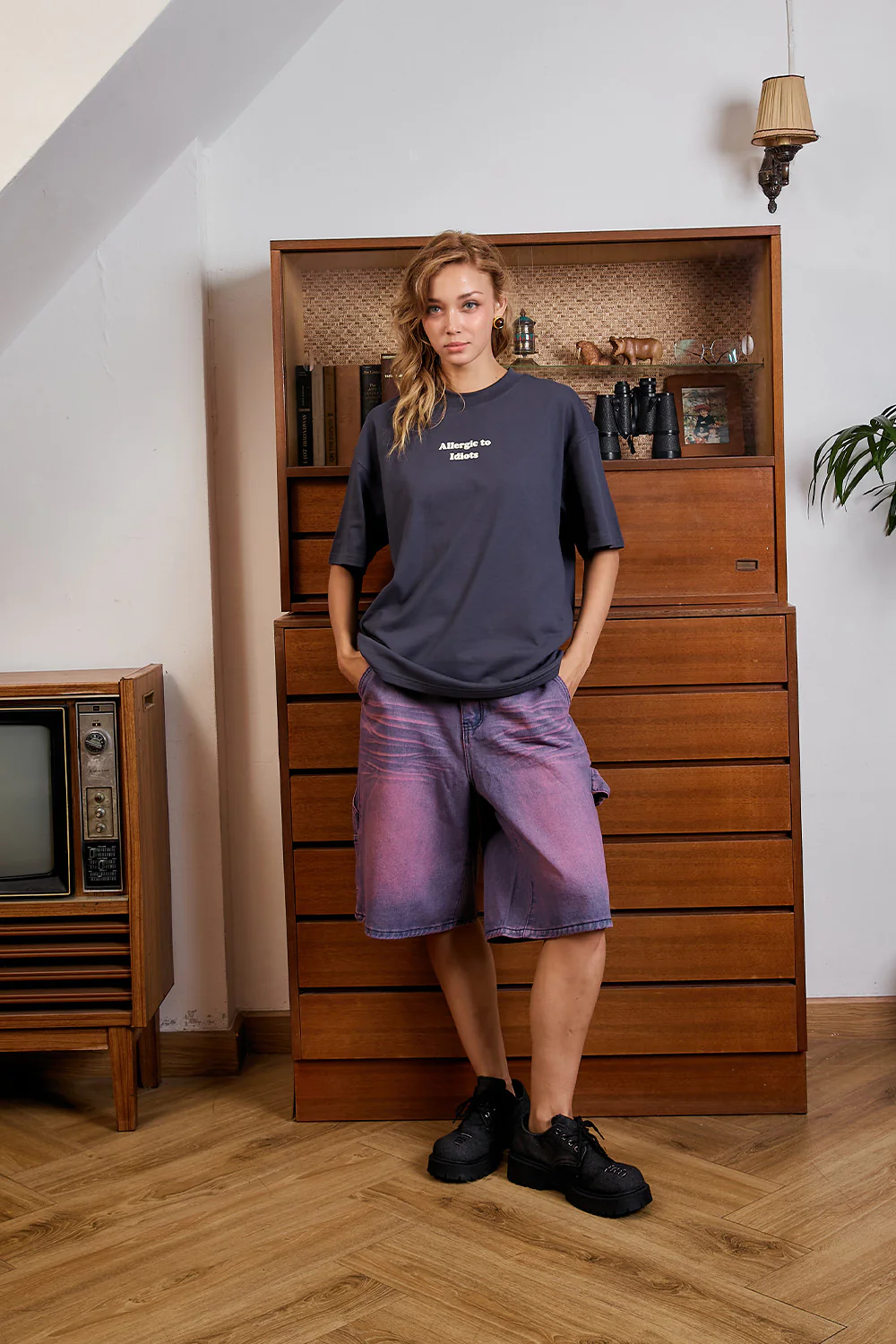 Allergic To Idiots Oversized T-shirt - Image 4