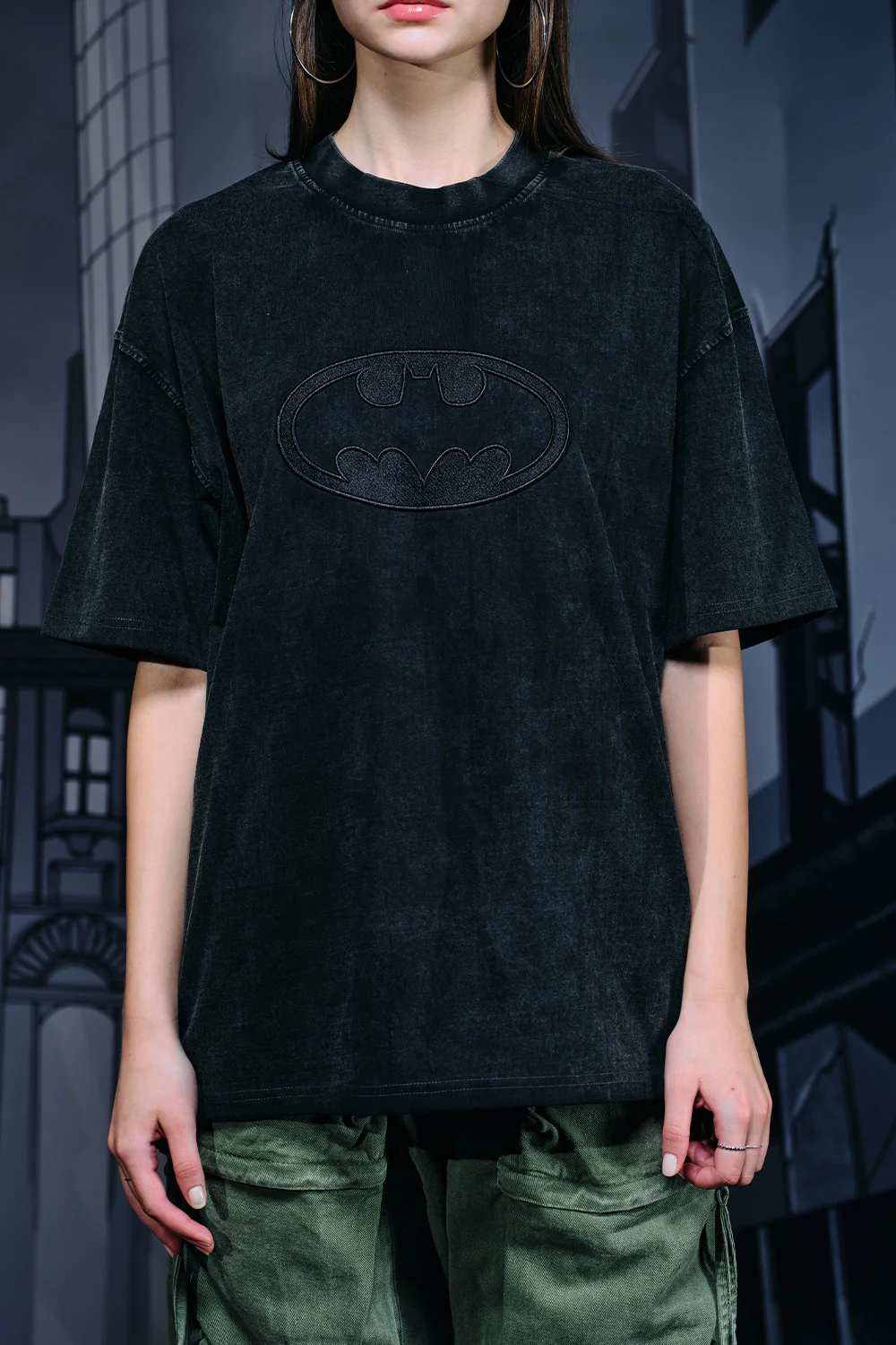Bat Emblem Faded Oversized T-shirt - Image 7