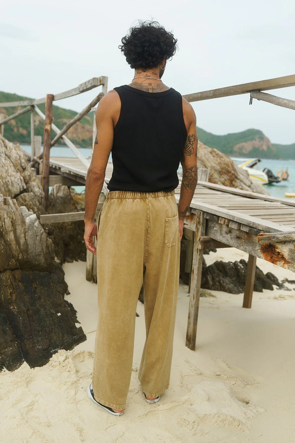 Beige Faded Loose Fit Pants - Image 7