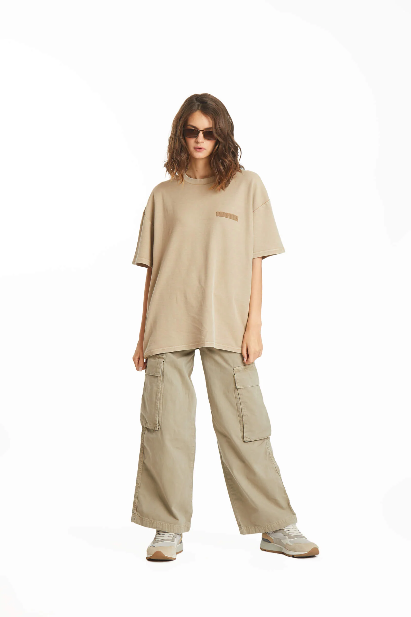 Beige Heavyweight Pique Oversized T-shirt - Image 5