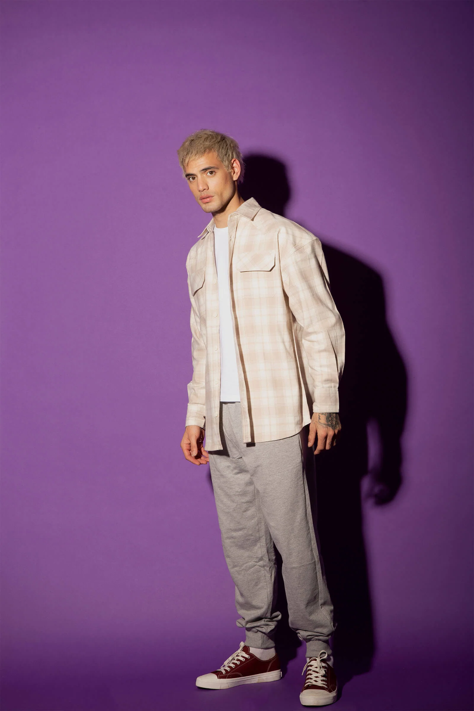 Beige Plaid Flannel Oversized Shirt - Image 7