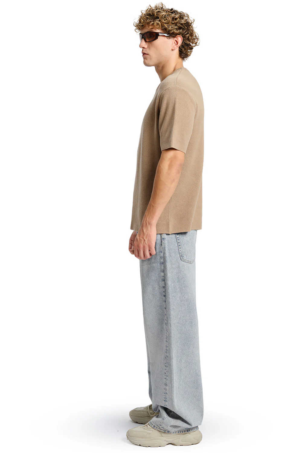 Beige Relaxed Fit Knit T-shirt - Image 8