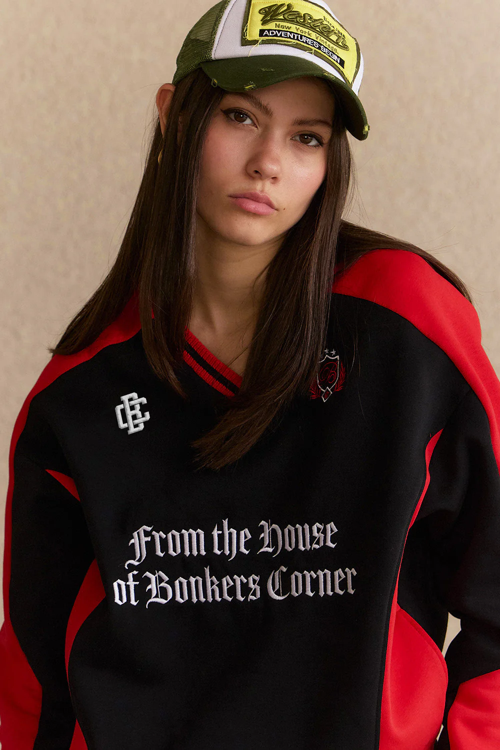 Black Athletic V-Neck Sweatshirt - Image 2
