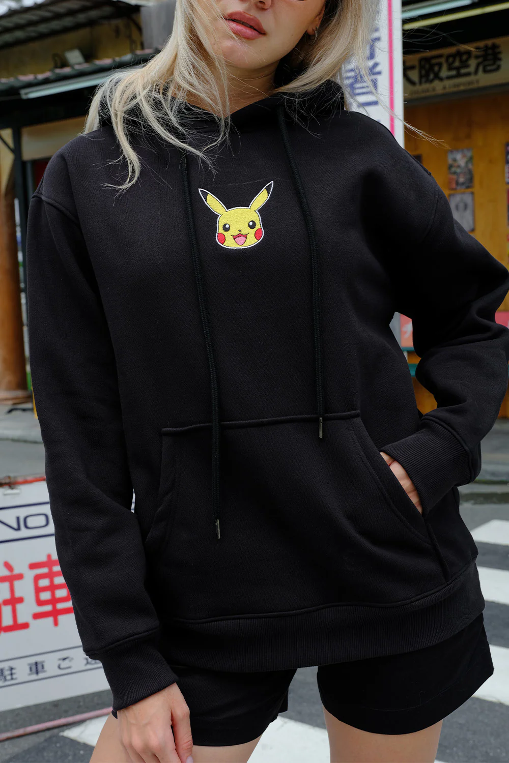 Black Embroidered Pokémon Hoodie - Image 2