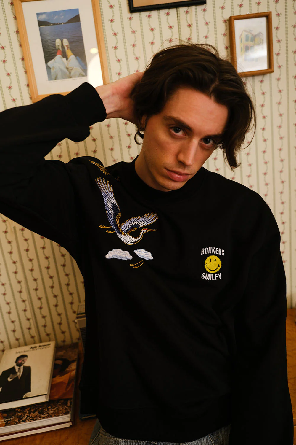 Black Embroidered Smiley Originals Sweatshirt - Image 4