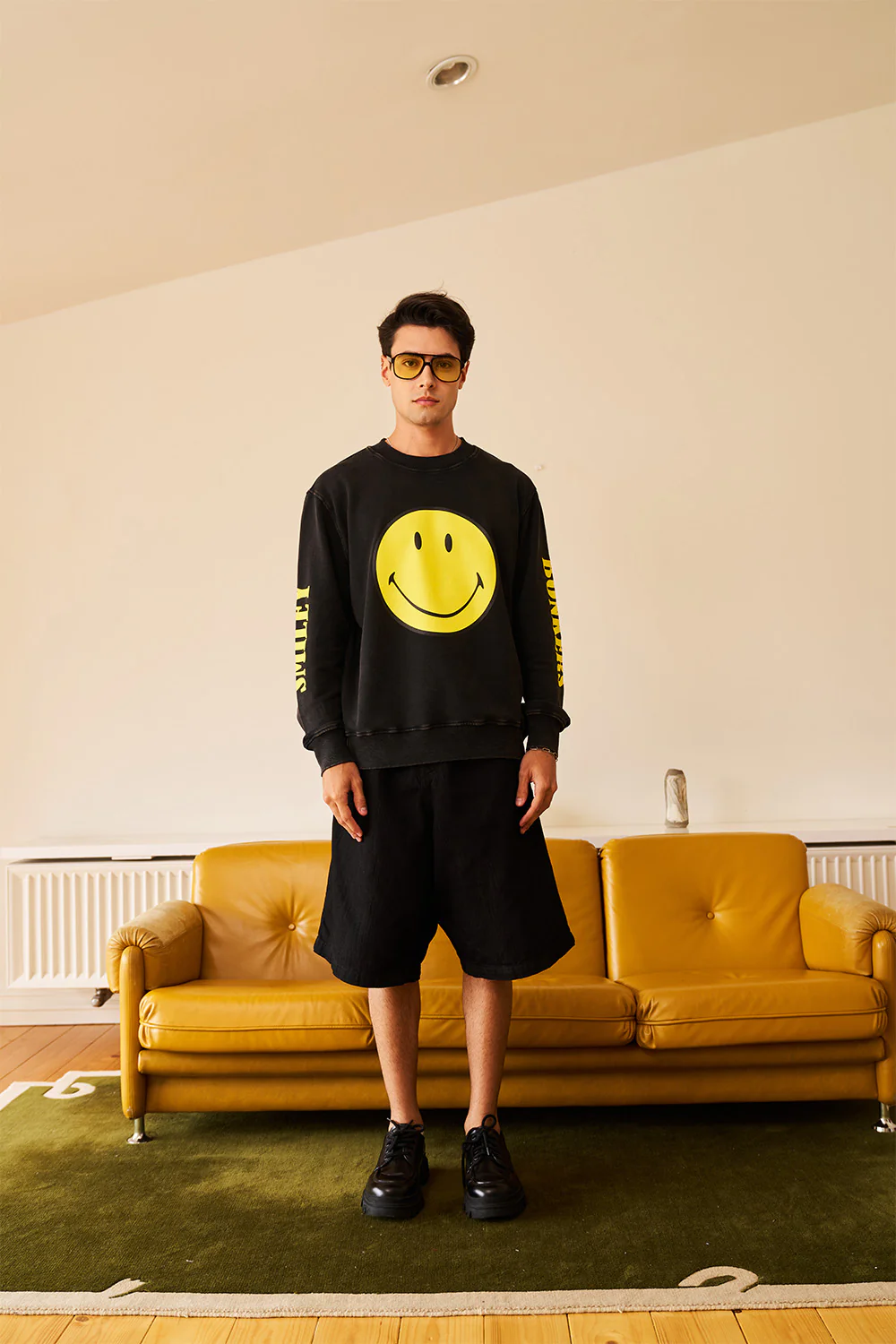 Black Faded Smiley Sweatshirt - Image 10