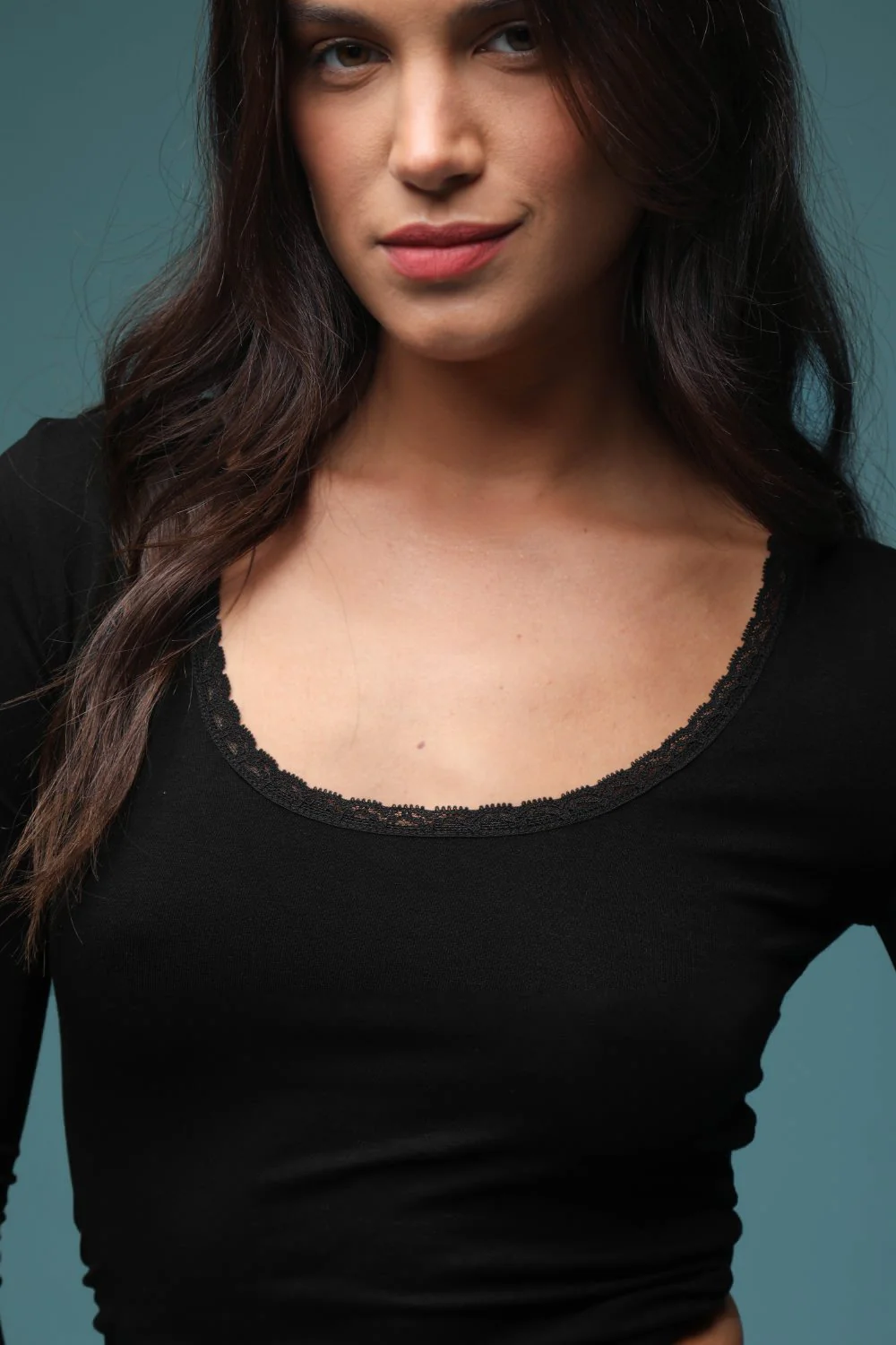 Black Full Sleeves Lace Lined Top - Image 4