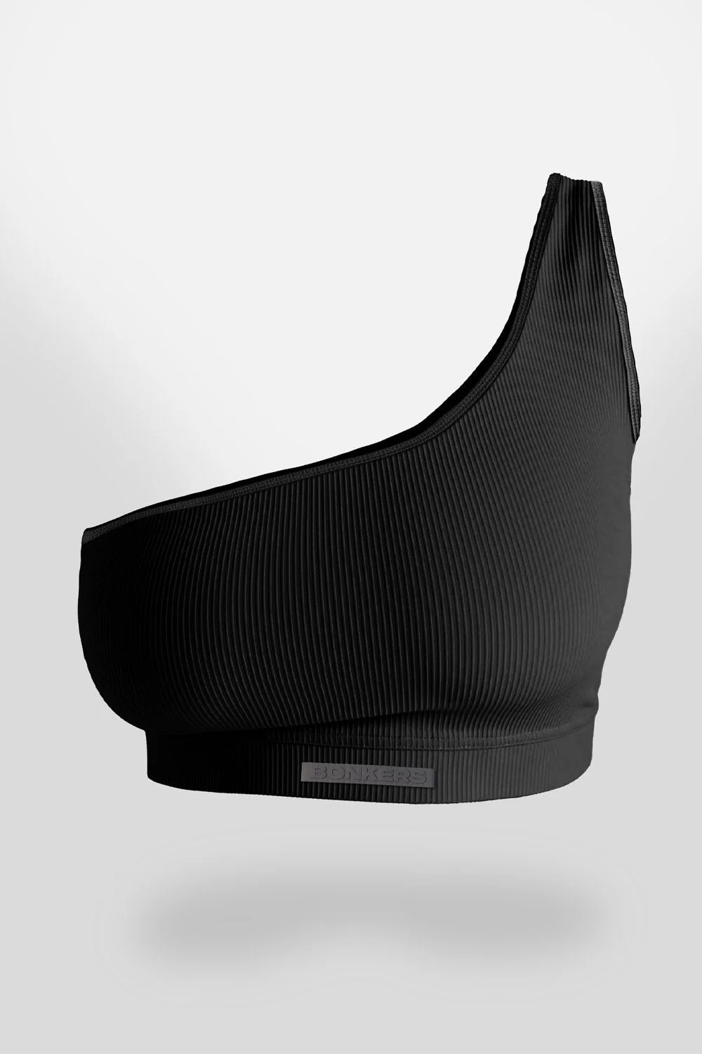 Black One Shoulder Ribbed Top - Image 7