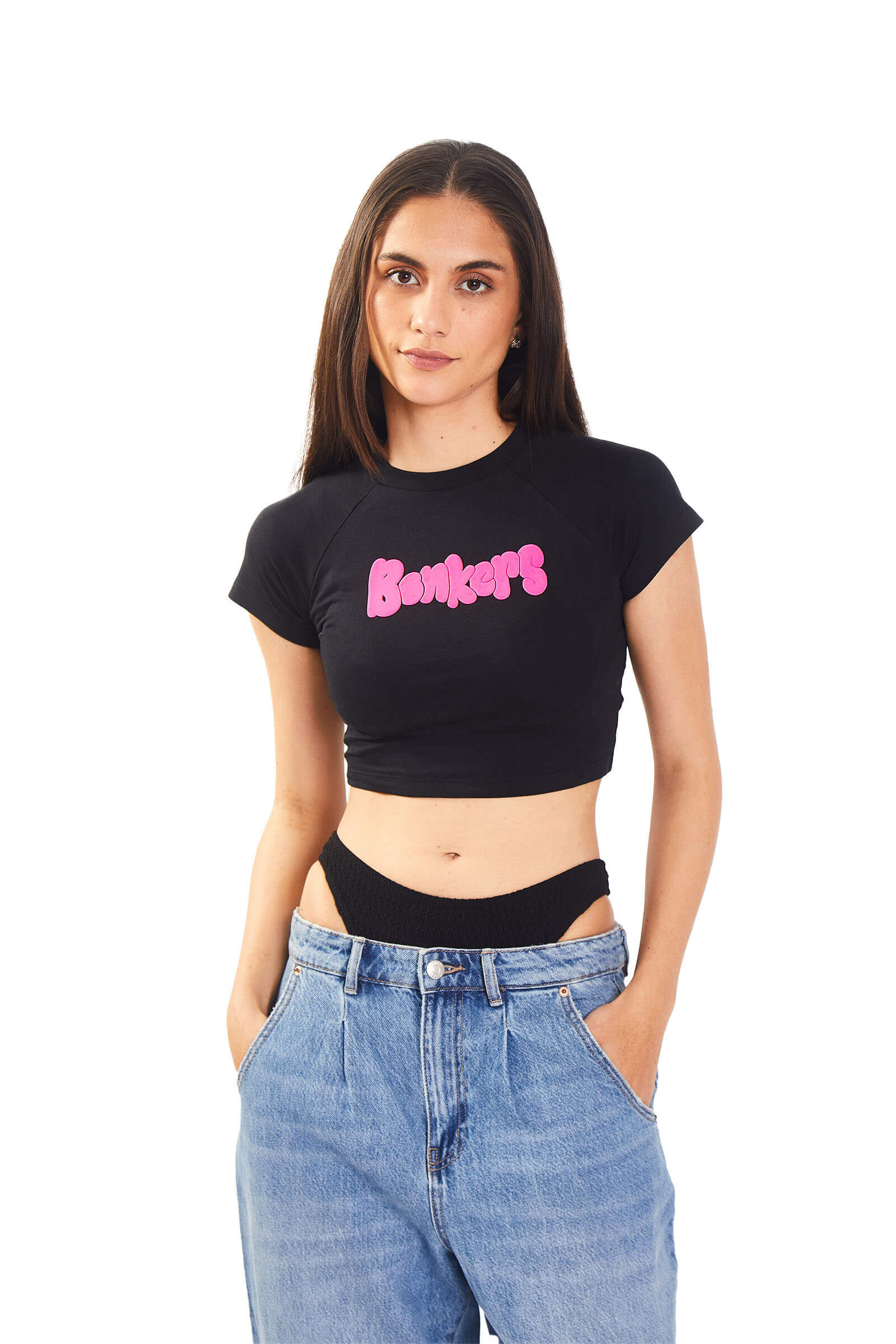 Black Puffed Signature Baby Tee - Image 4
