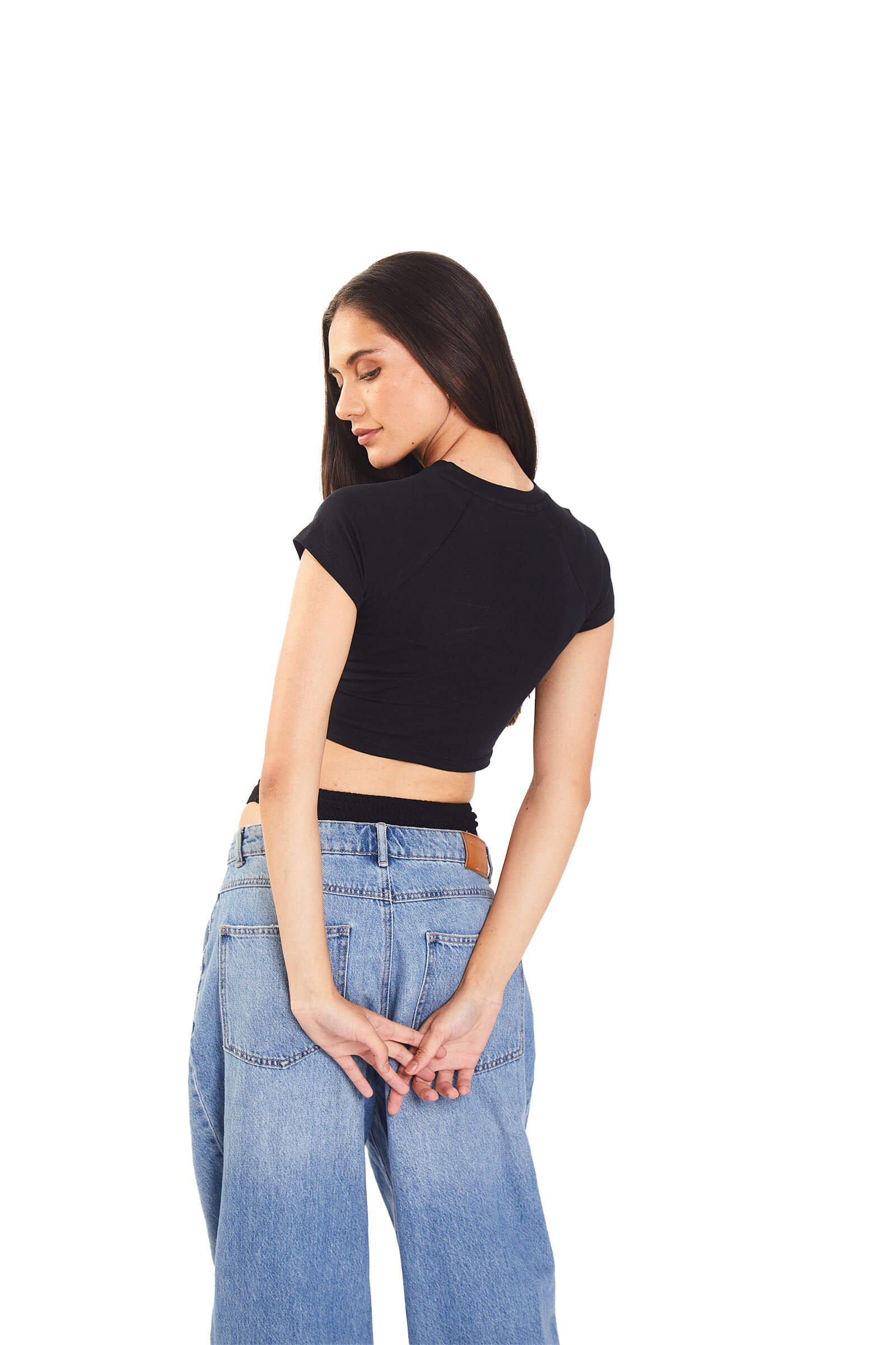 Black Puffed Signature Baby Tee - Image 6