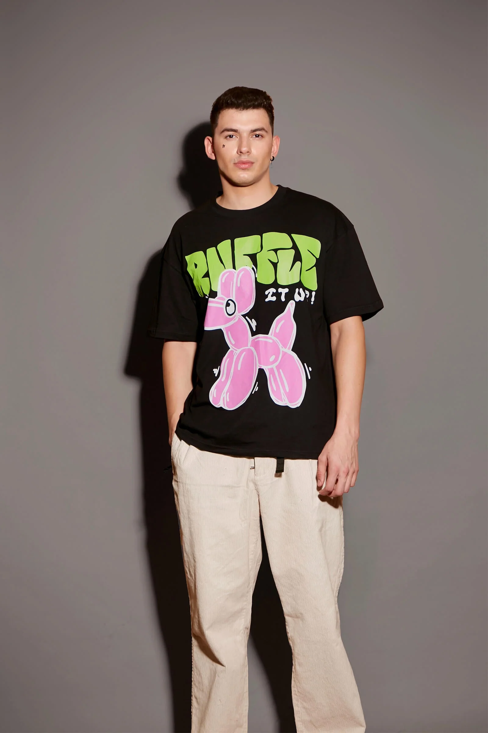 Black Ruffle It Up Oversized T-shirt - Image 2