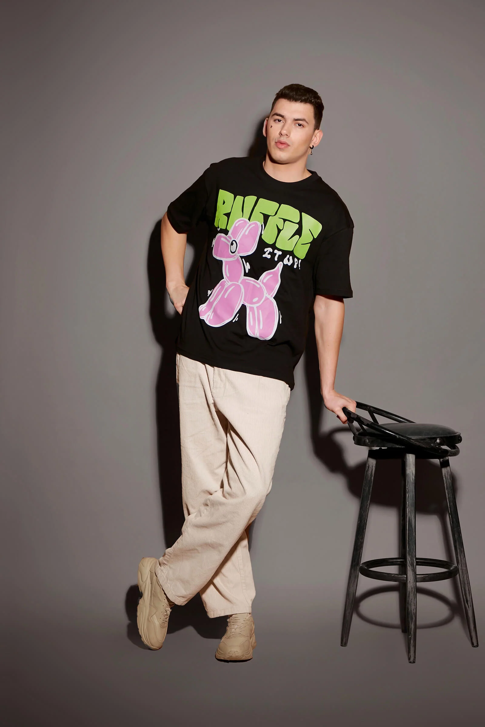 Black Ruffle It Up Oversized T-shirt - Image 4