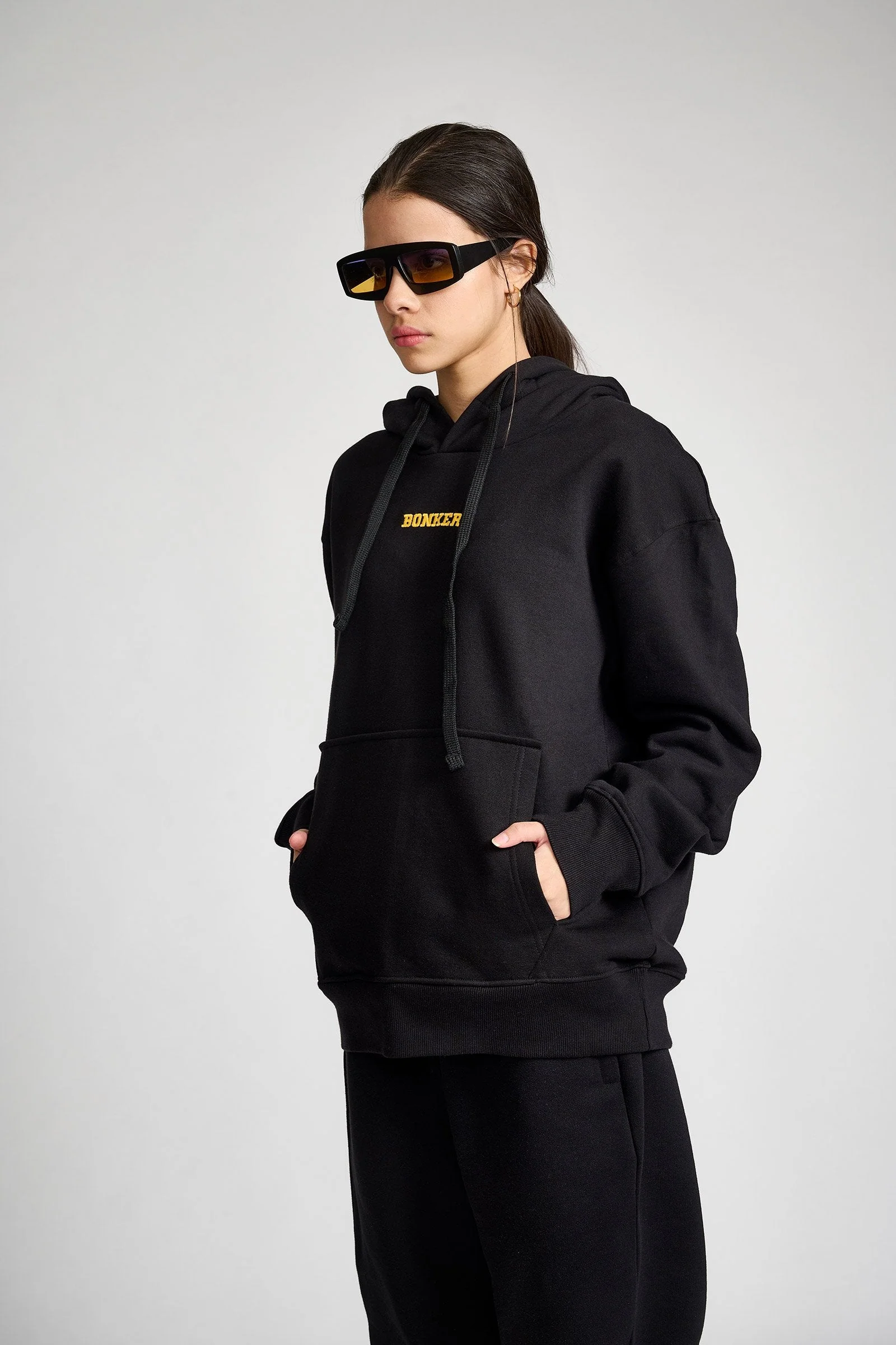 Black Signature Oversized Heavyweight Hoodie (Fleece) - Image 3
