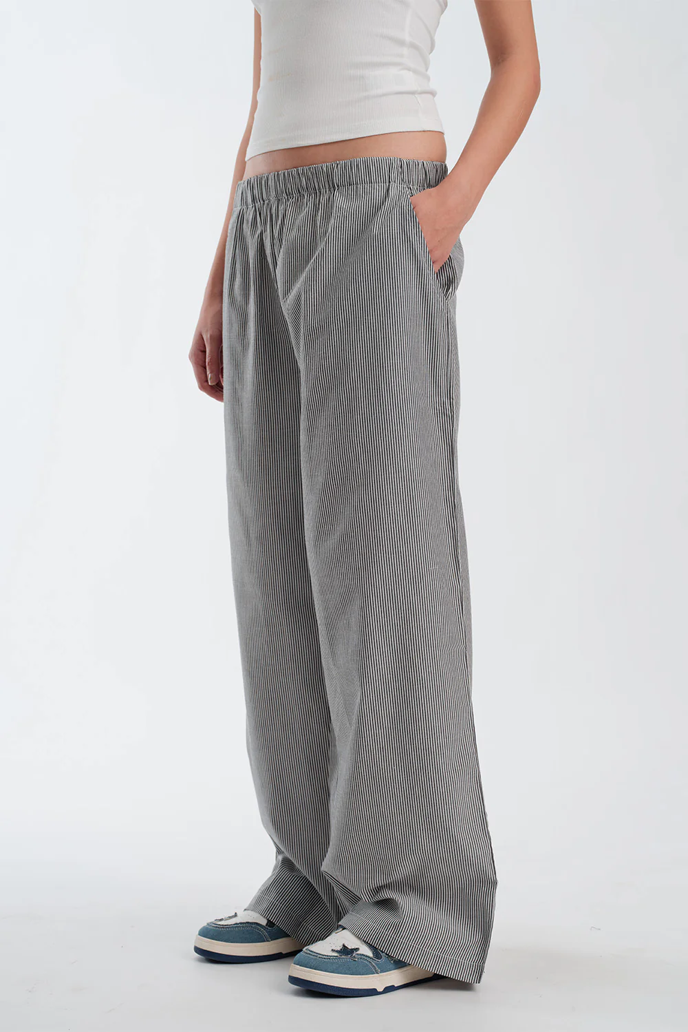 Black Small Striped Pants - Image 2