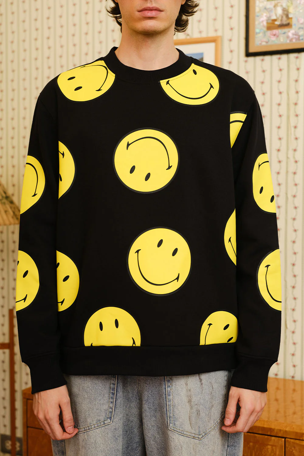 Black Smiley Originals All Over Sweatshirt - Image 5