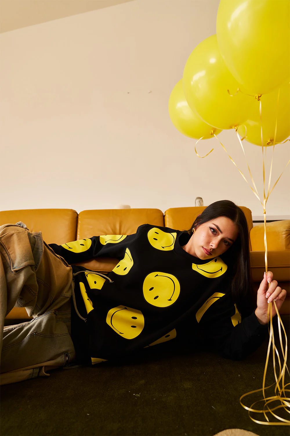 Black Smiley Originals All Over Sweatshirt