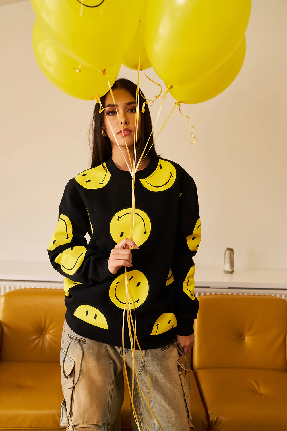 Black Smiley Originals All Over Sweatshirt - Image 10