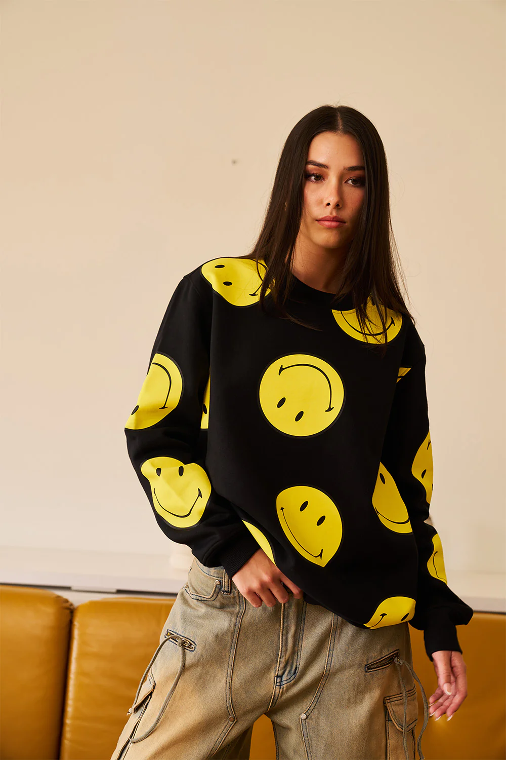 Black Smiley Originals All Over Sweatshirt - Image 12