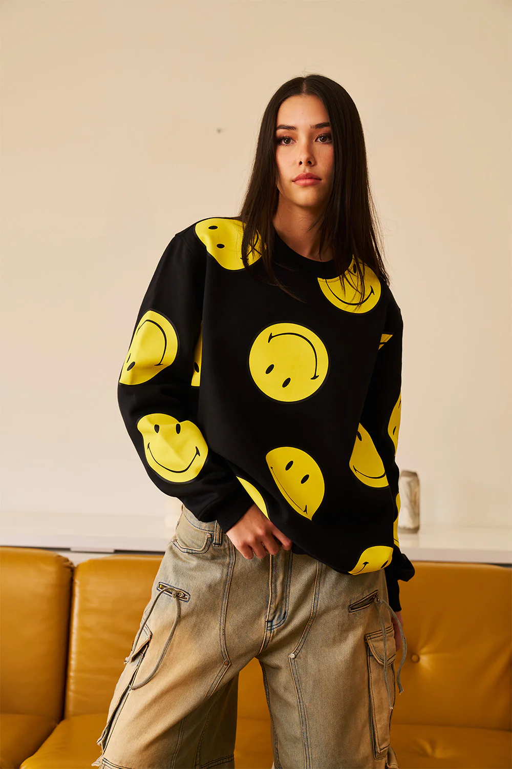 Black Smiley Originals All Over Sweatshirt - Image 13