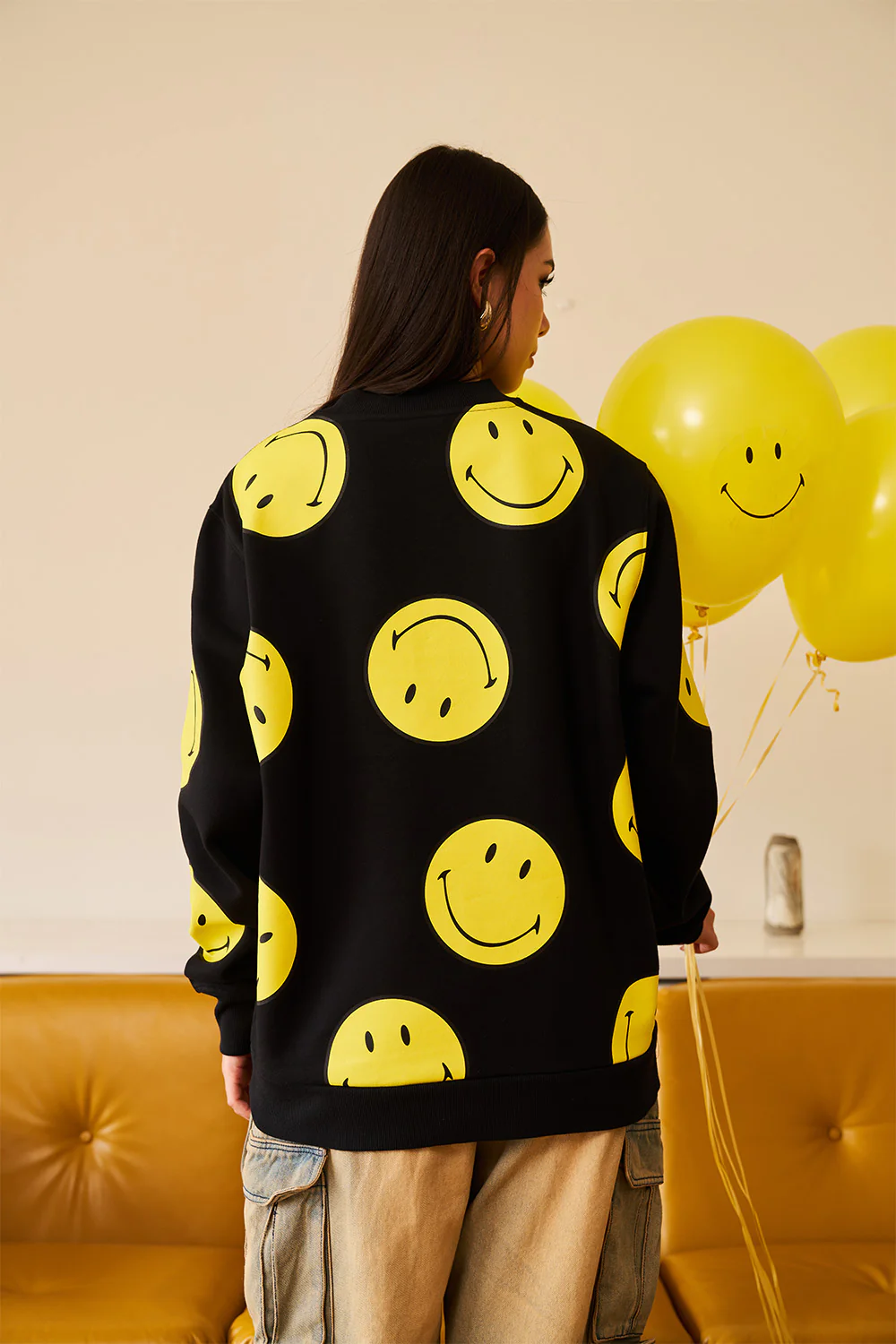 Black Smiley Originals All Over Sweatshirt - Image 15