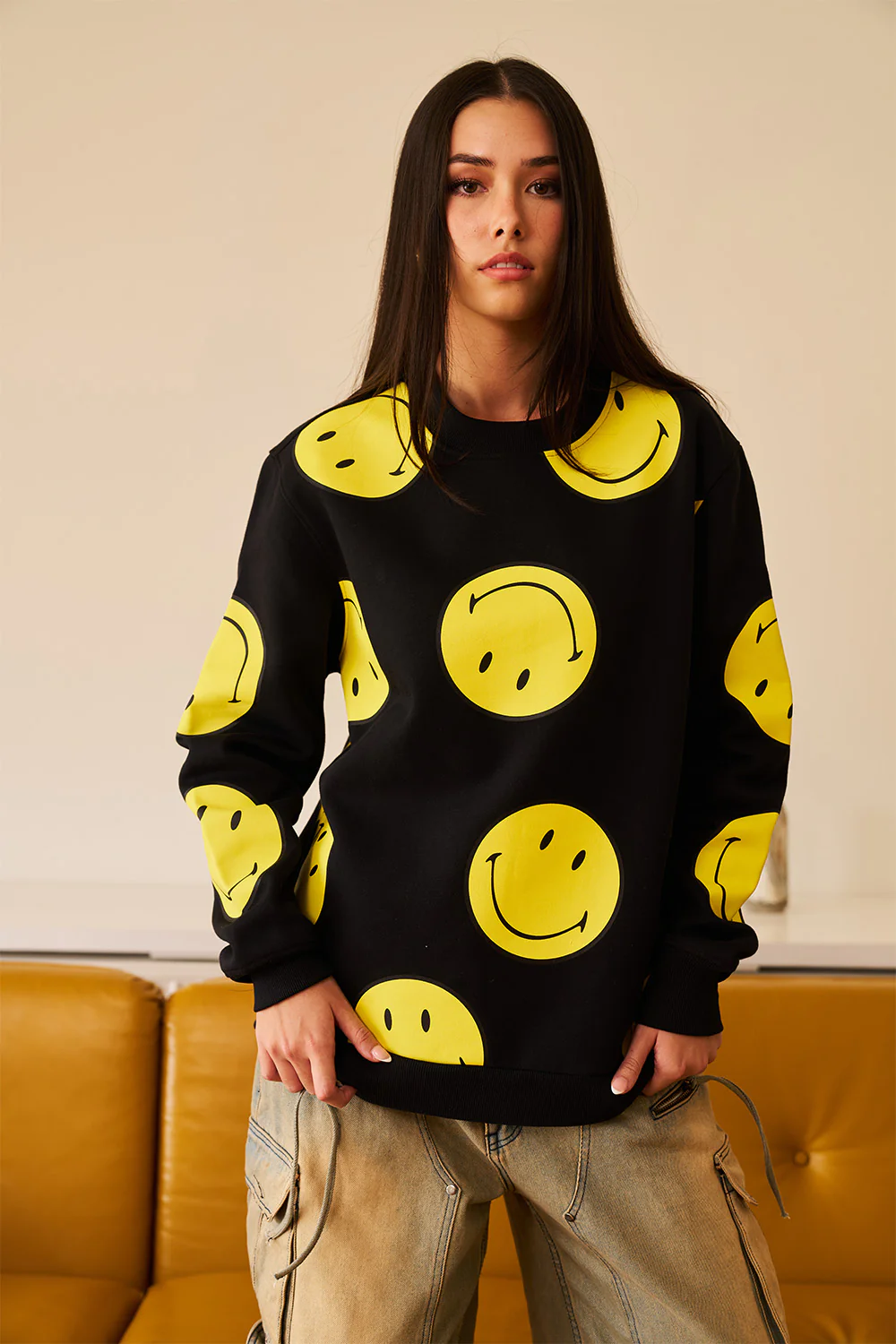 Black Smiley Originals All Over Sweatshirt - Image 4