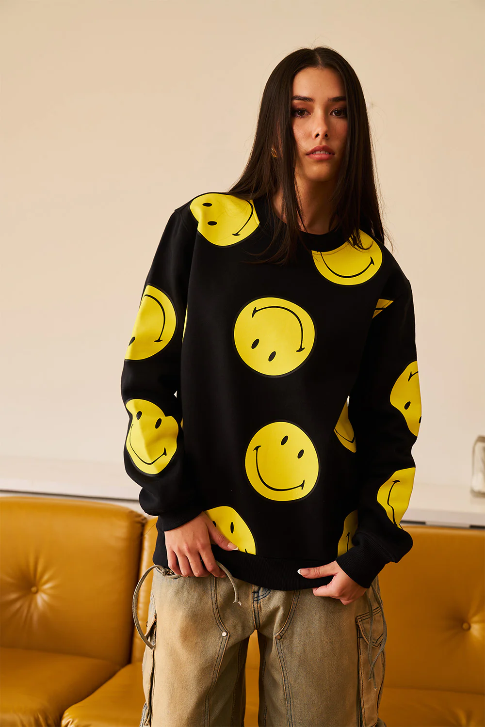 Black Smiley Originals All Over Sweatshirt - Image 5