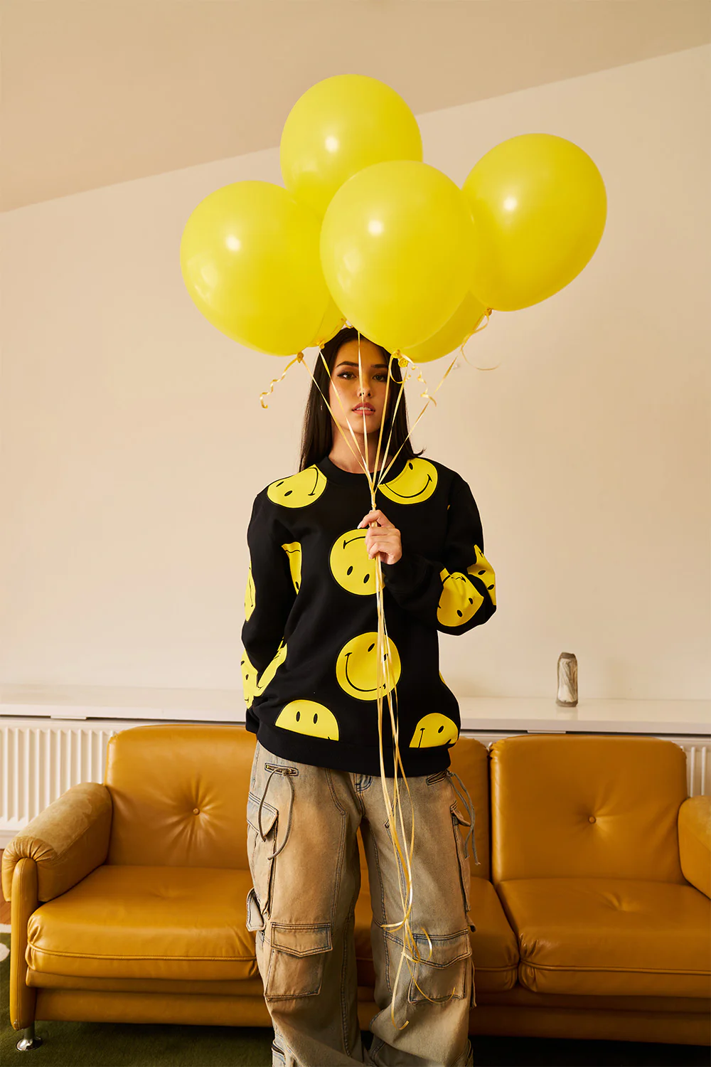 Black Smiley Originals All Over Sweatshirt - Image 6