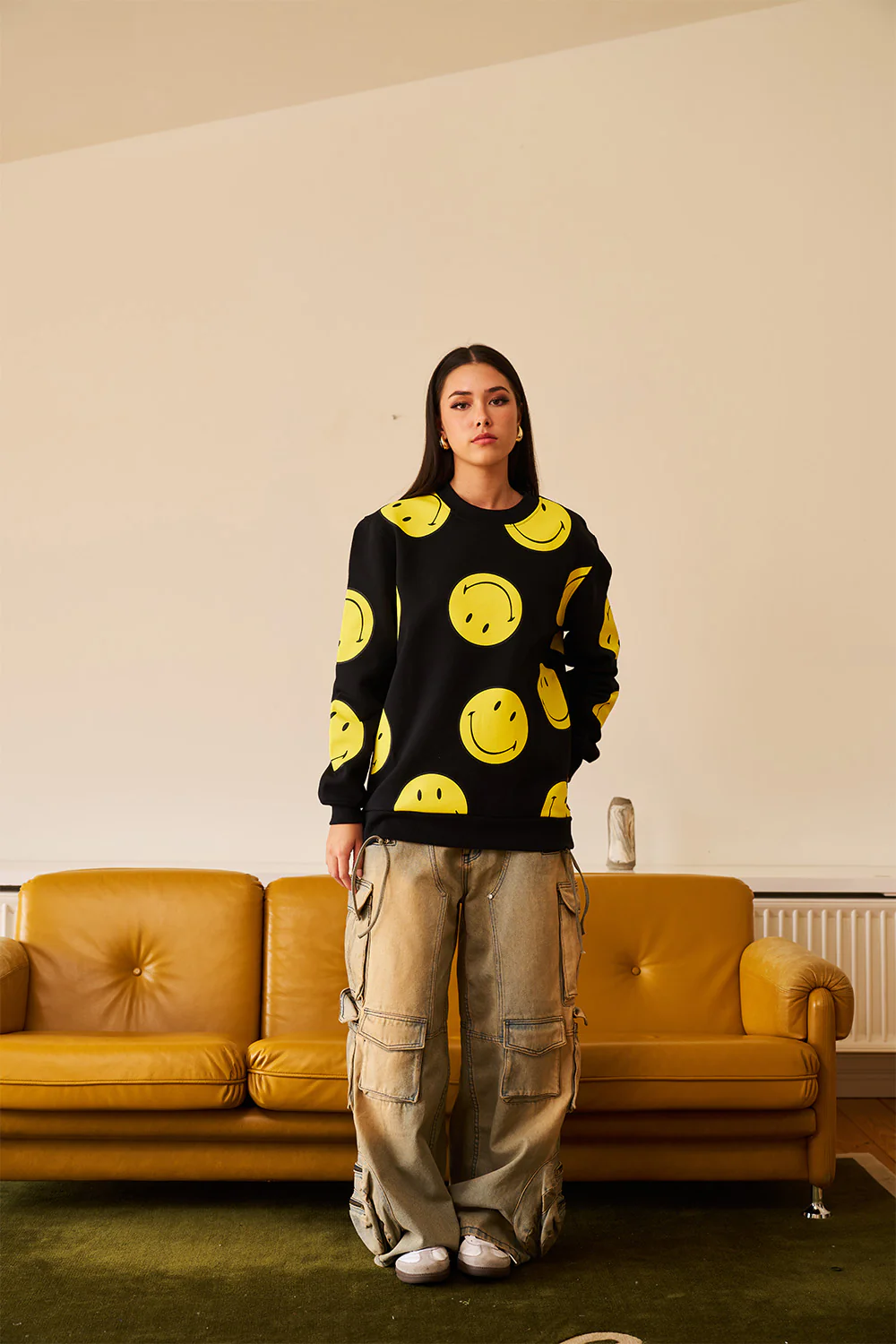 Black Smiley Originals All Over Sweatshirt - Image 7