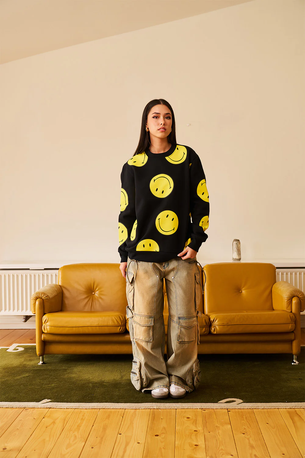 Black Smiley Originals All Over Sweatshirt - Image 9