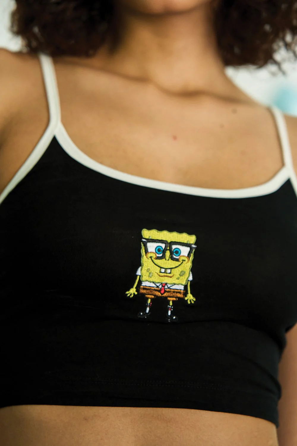 Black SpongeBob Cami Crop Top - Image 4