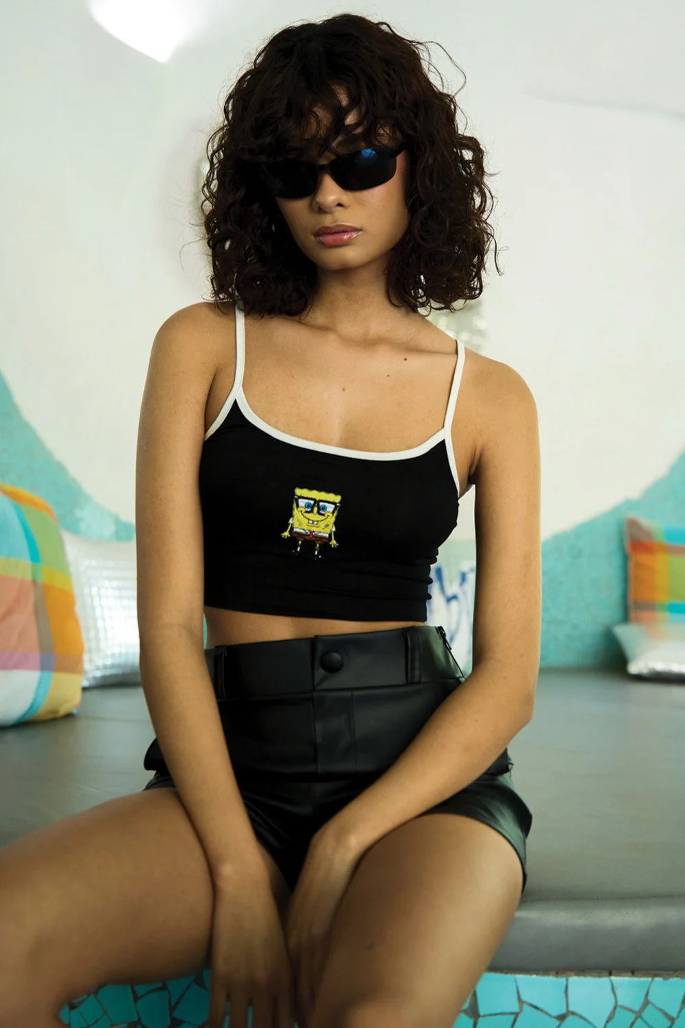 Black SpongeBob Cami Crop Top - Image 6