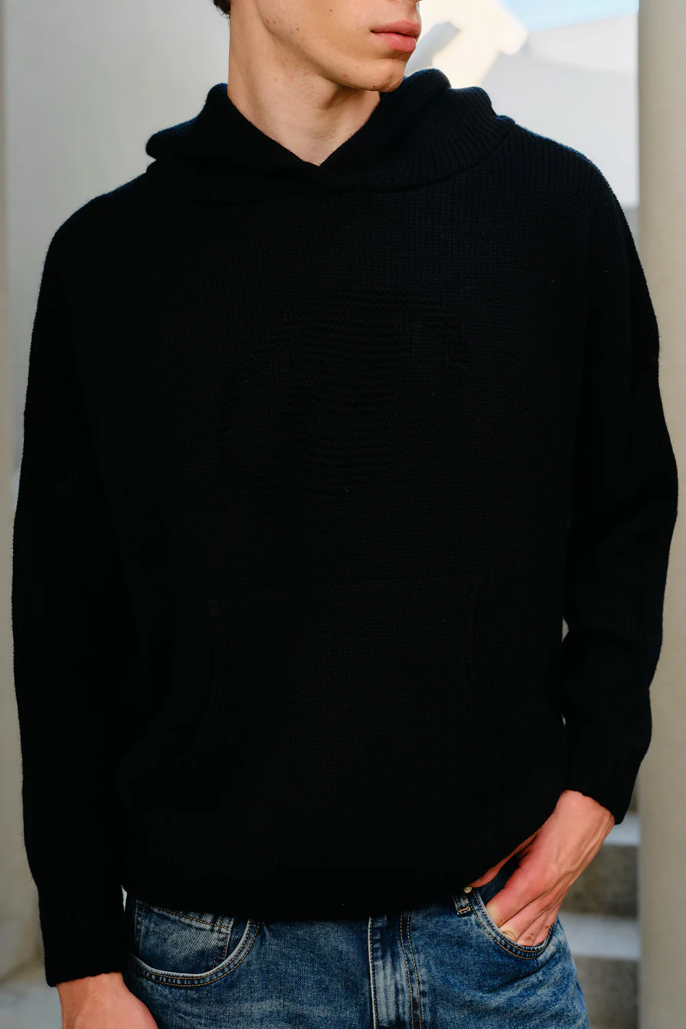Black Void Knit Hoodie - Image 3