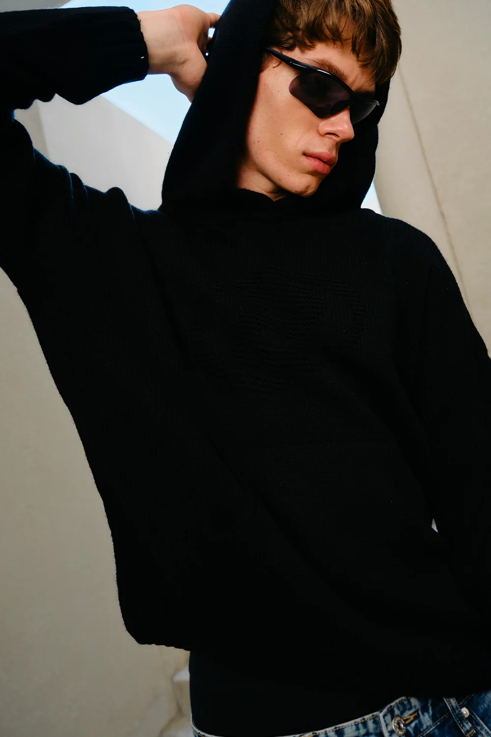Black Void Knit Hoodie - Image 4