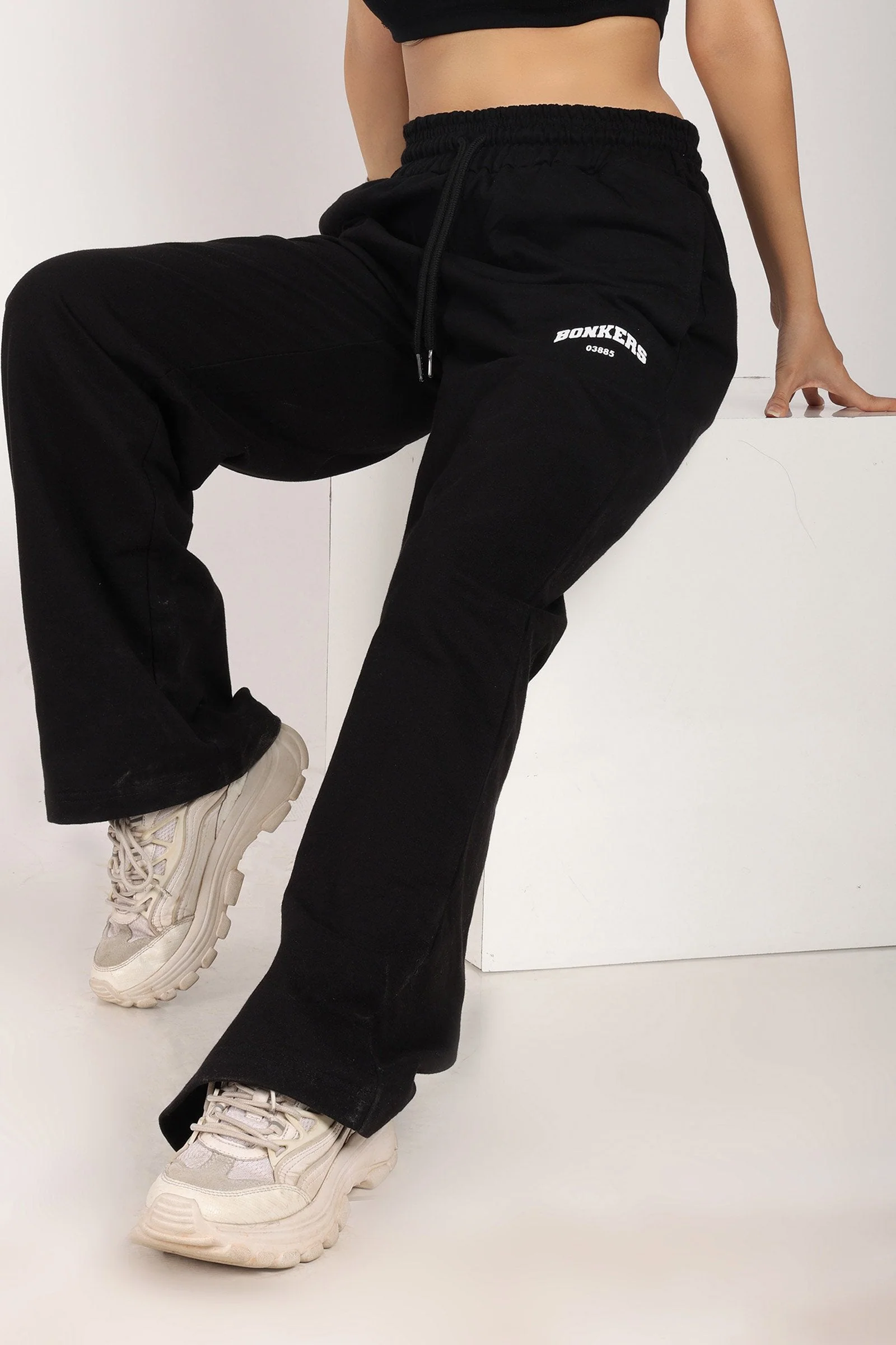 Black Wide-Leg Sweatpants - Image 3