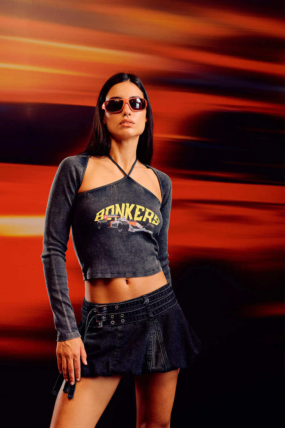 Blitz Halter Neck Long Sleeve Top - Image 3