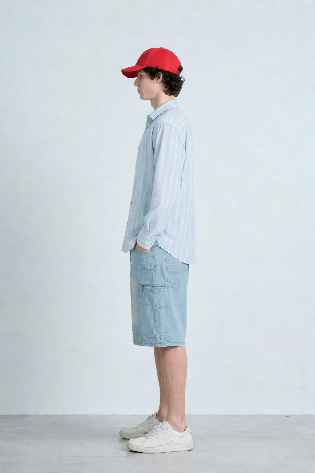 Blue Beige Striped Full Sleeve Shirt - Image 3