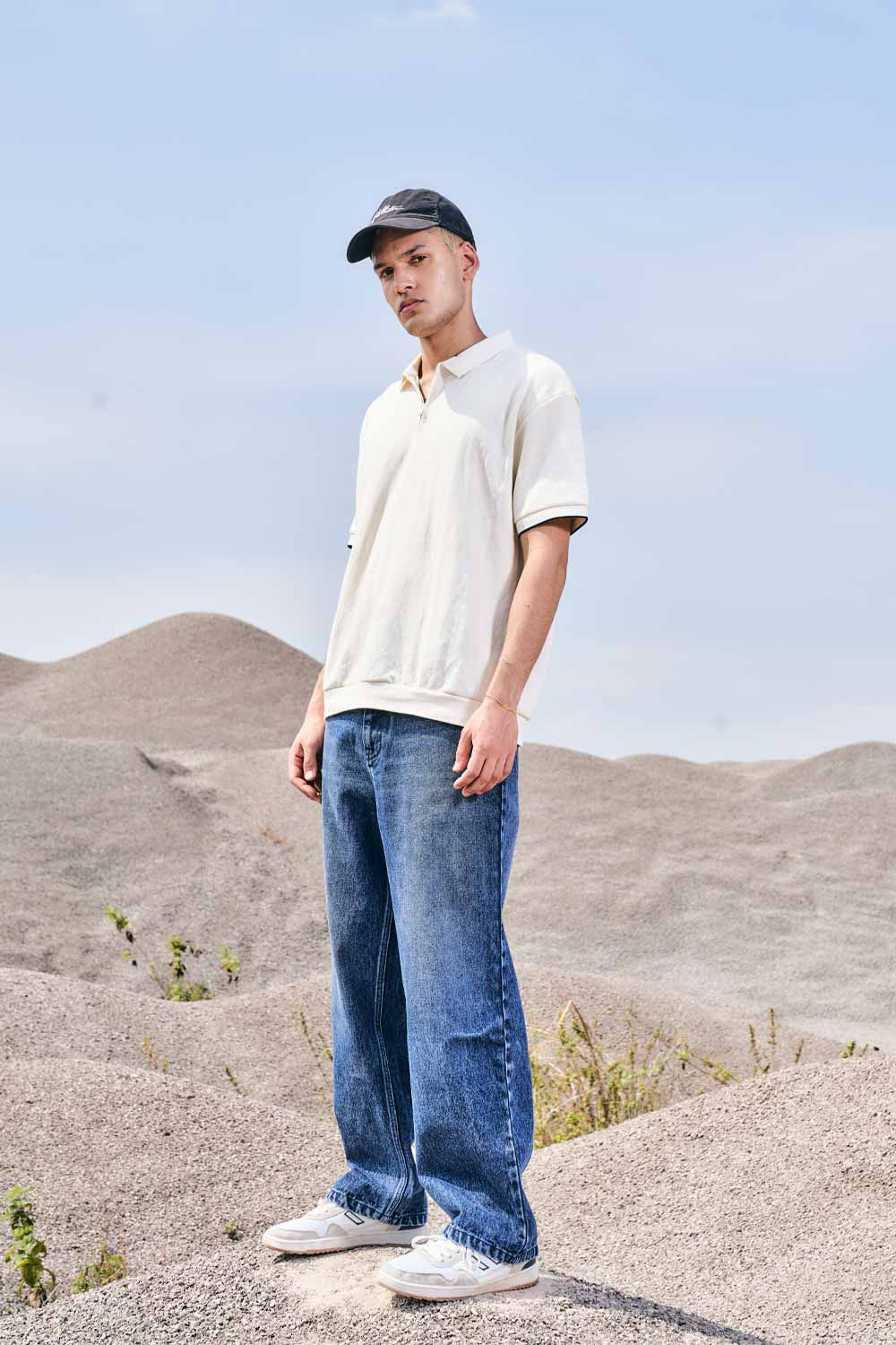 Blue Faded Wide Leg Jeans - Image 3