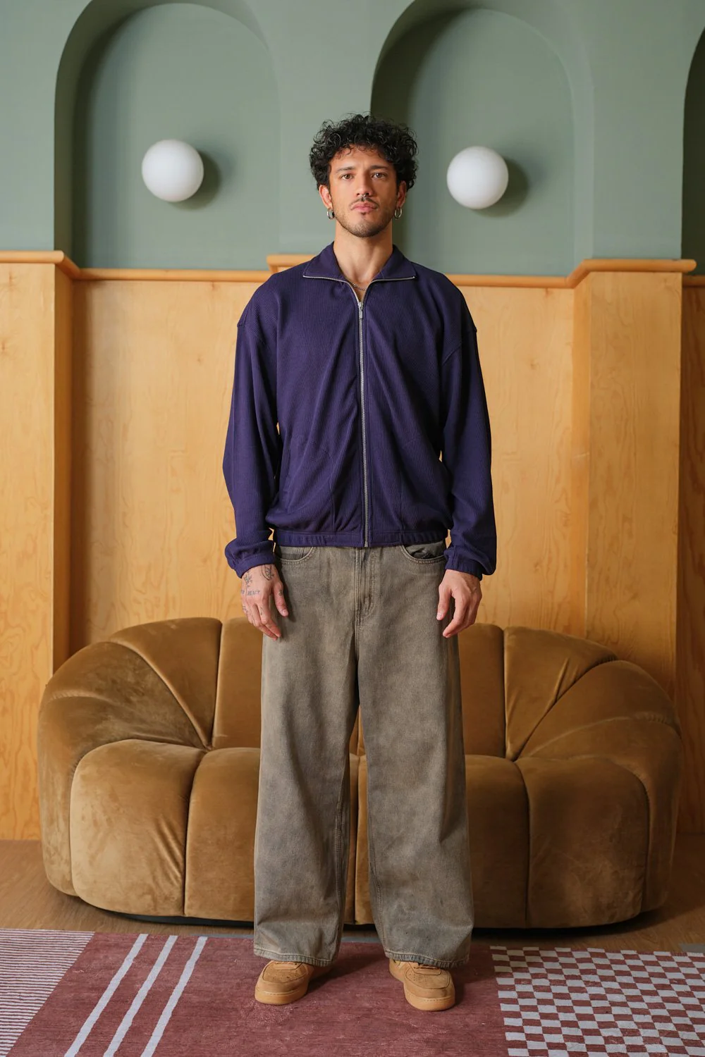 Blue Full Sleeves Waffle Zipper - Image 12