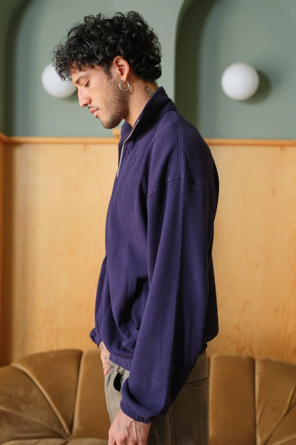 Blue Full Sleeves Waffle Zipper - Image 14