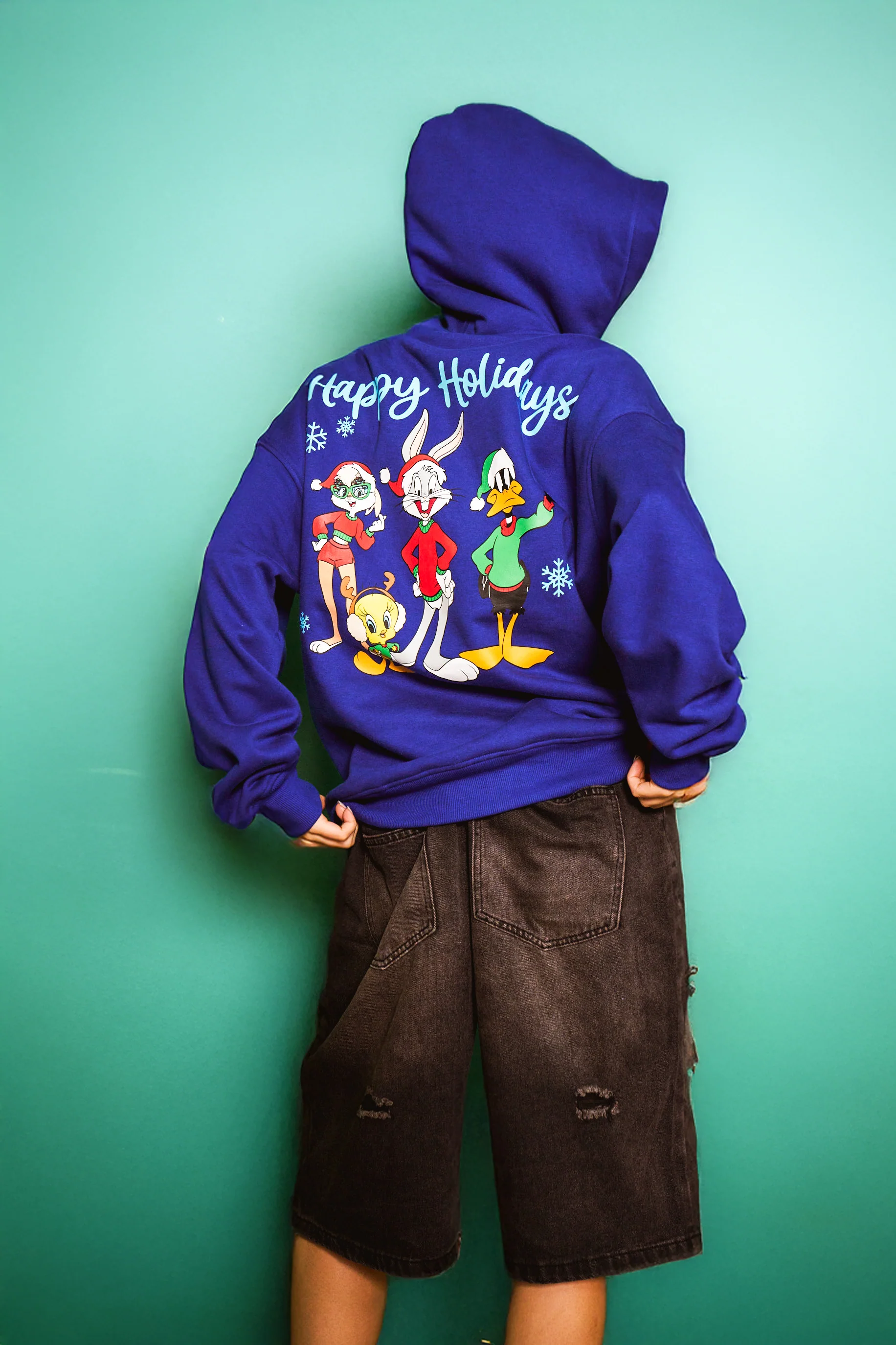 Blue Happy Holidays Hoodie