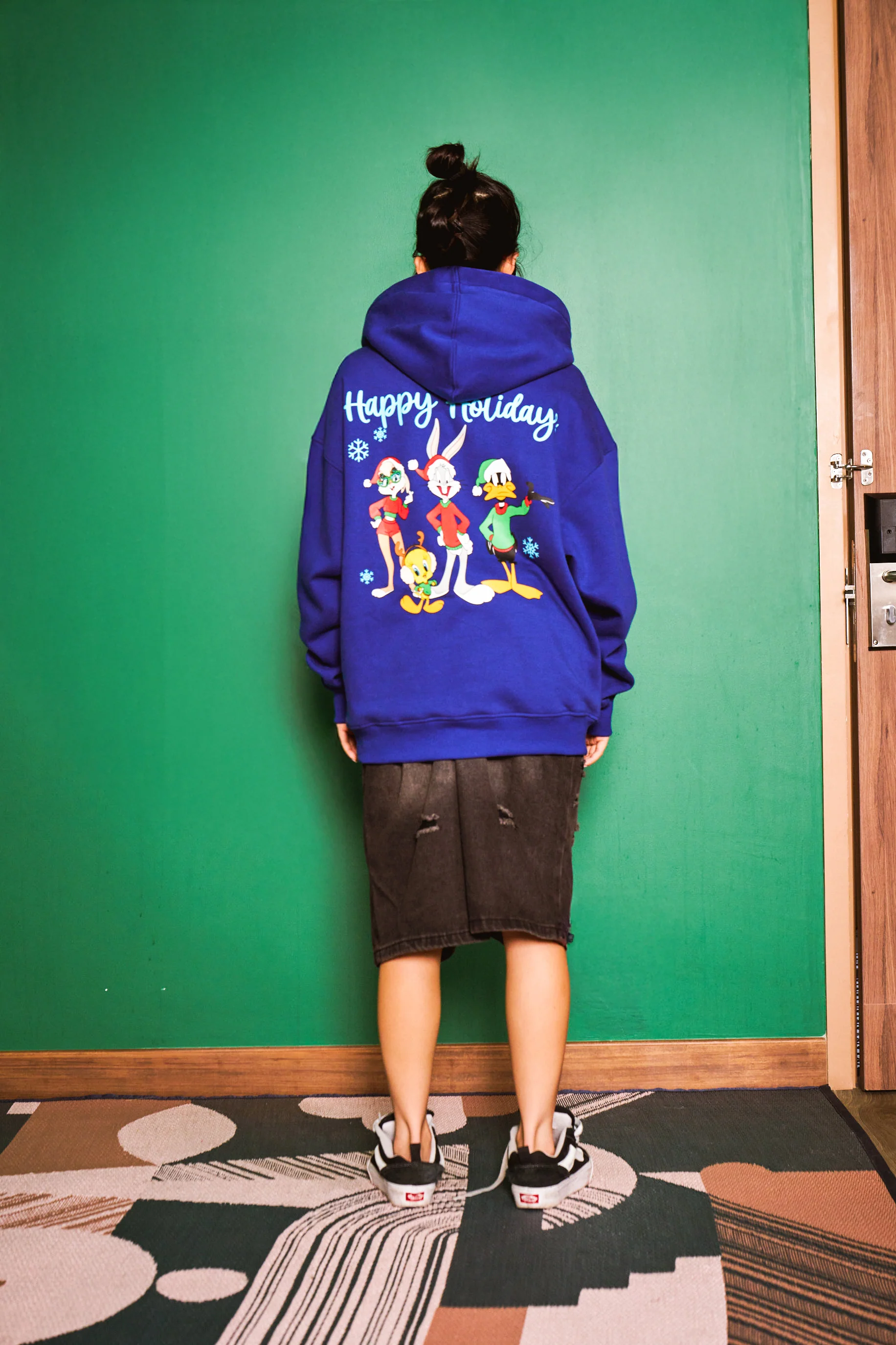 Blue Happy Holidays Hoodie - Image 3
