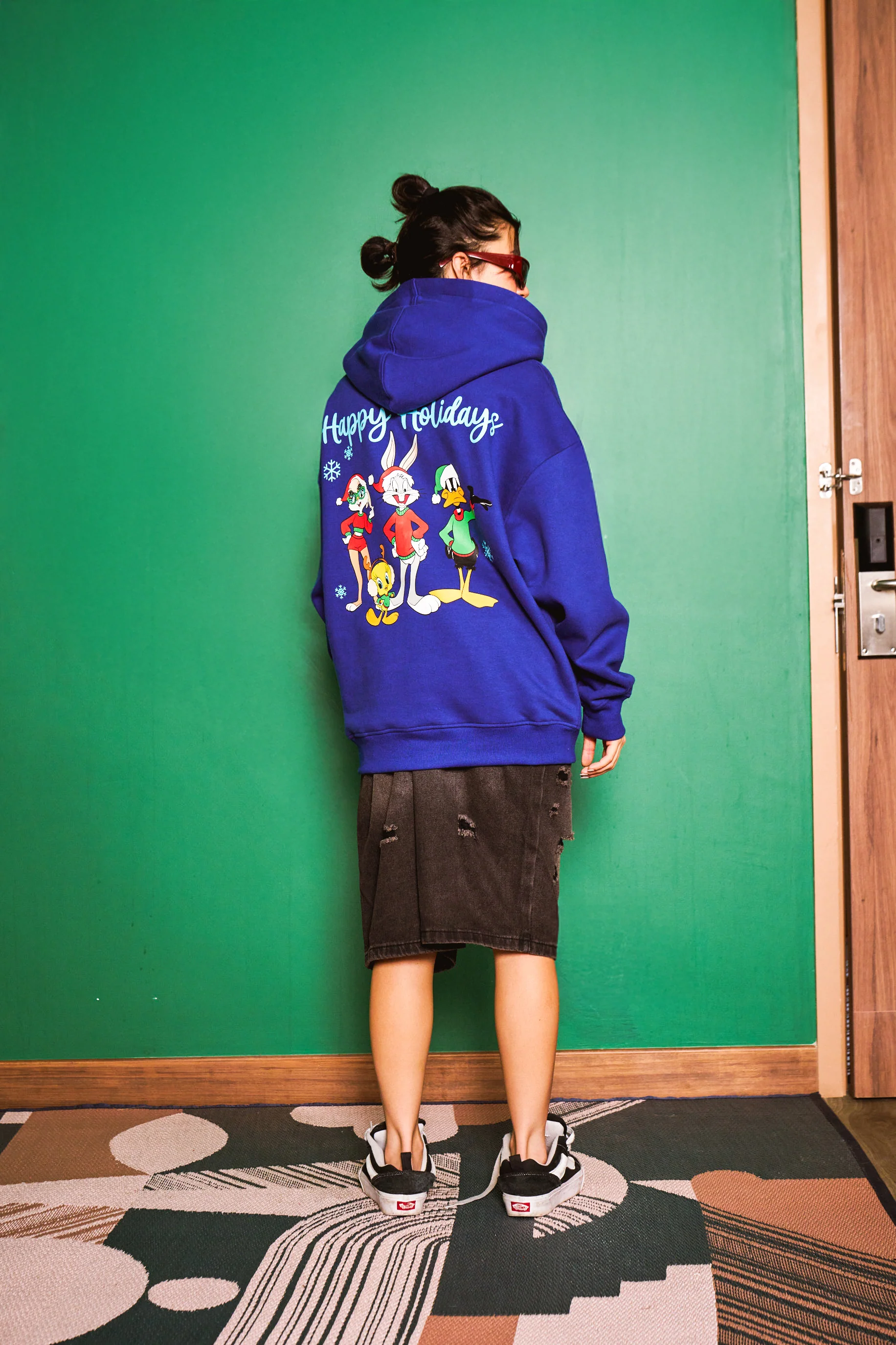 Blue Happy Holidays Hoodie - Image 5