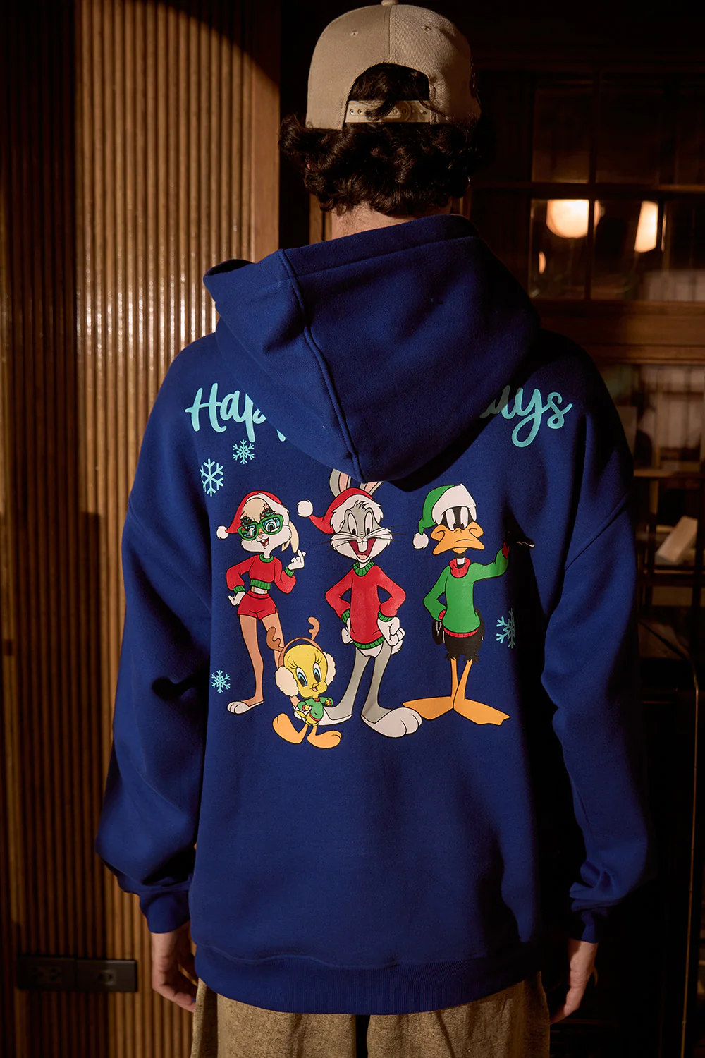 Blue Happy Holidays Hoodie - Image 4