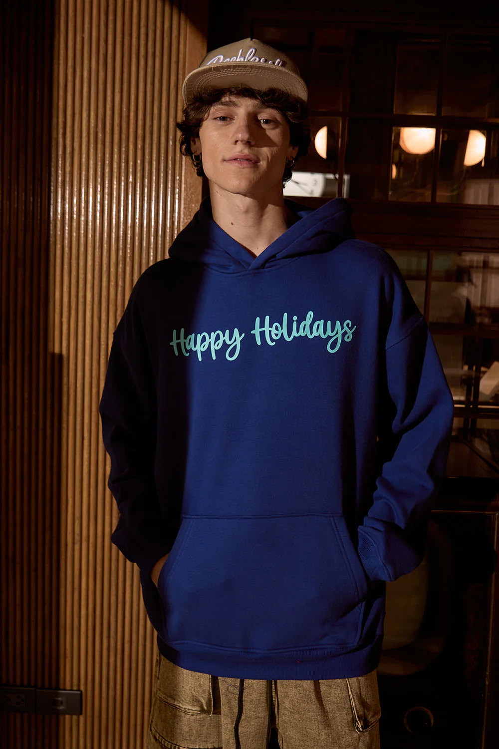 Blue Happy Holidays Hoodie - Image 5
