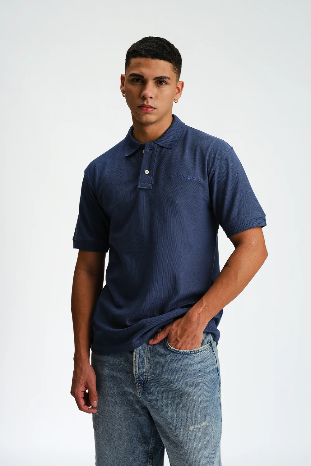 Blue Signature Jacquard Collar Premium Polo - Image 3