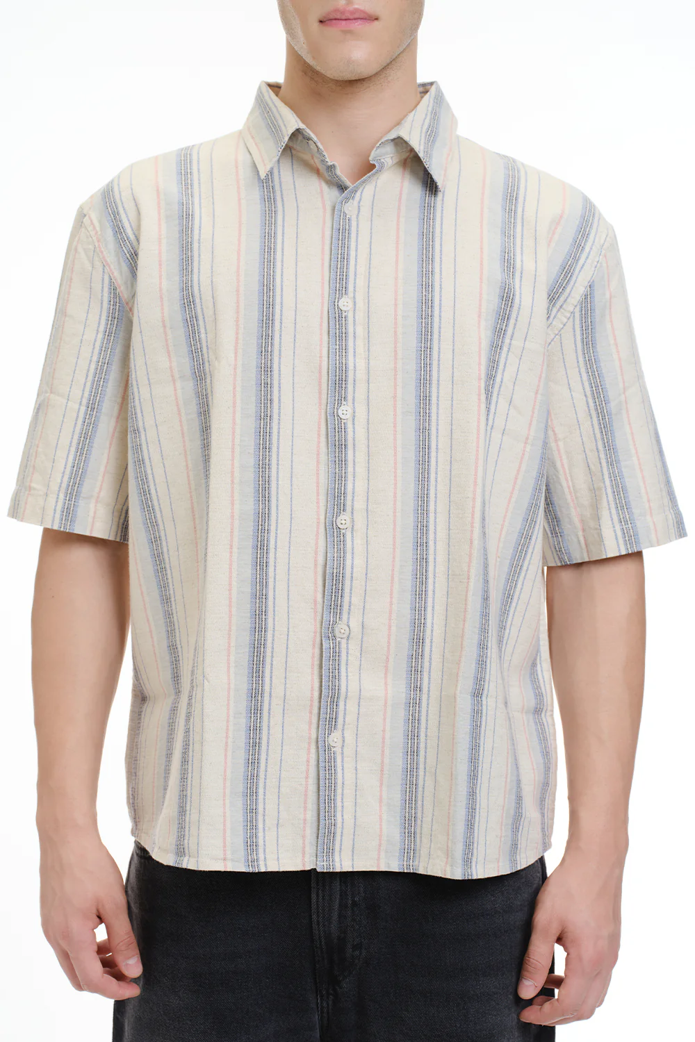 Blue Striped Short Sleeve Shirt - Image 3