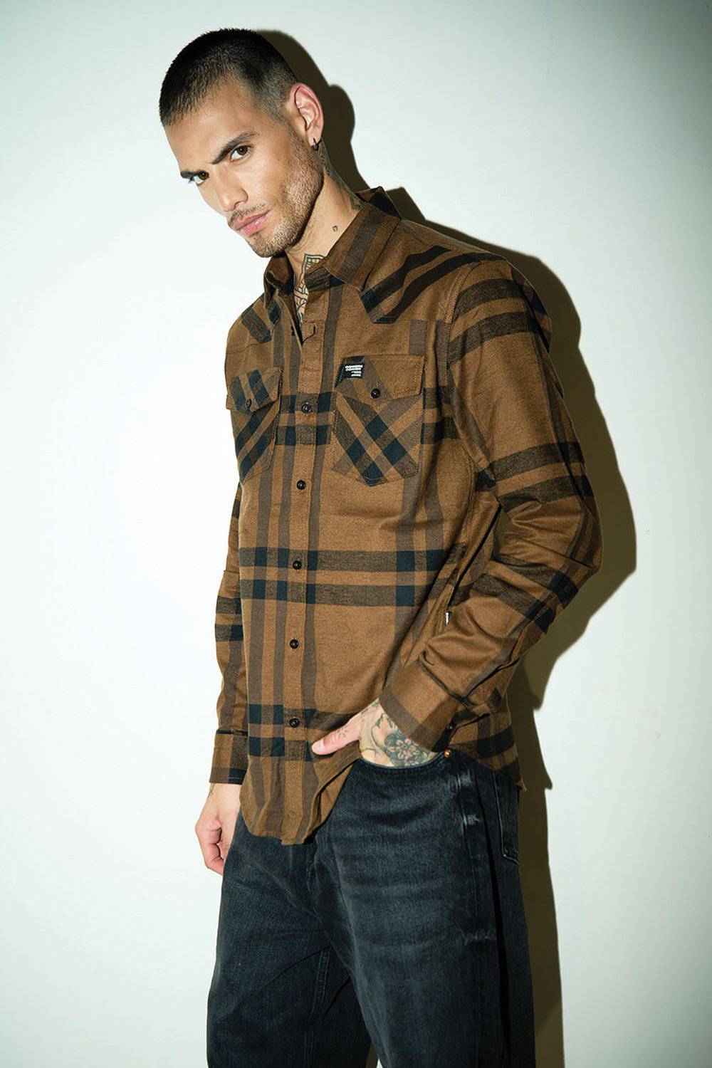 Brown Blast Stripe Regular Fit Shirt - Image 3